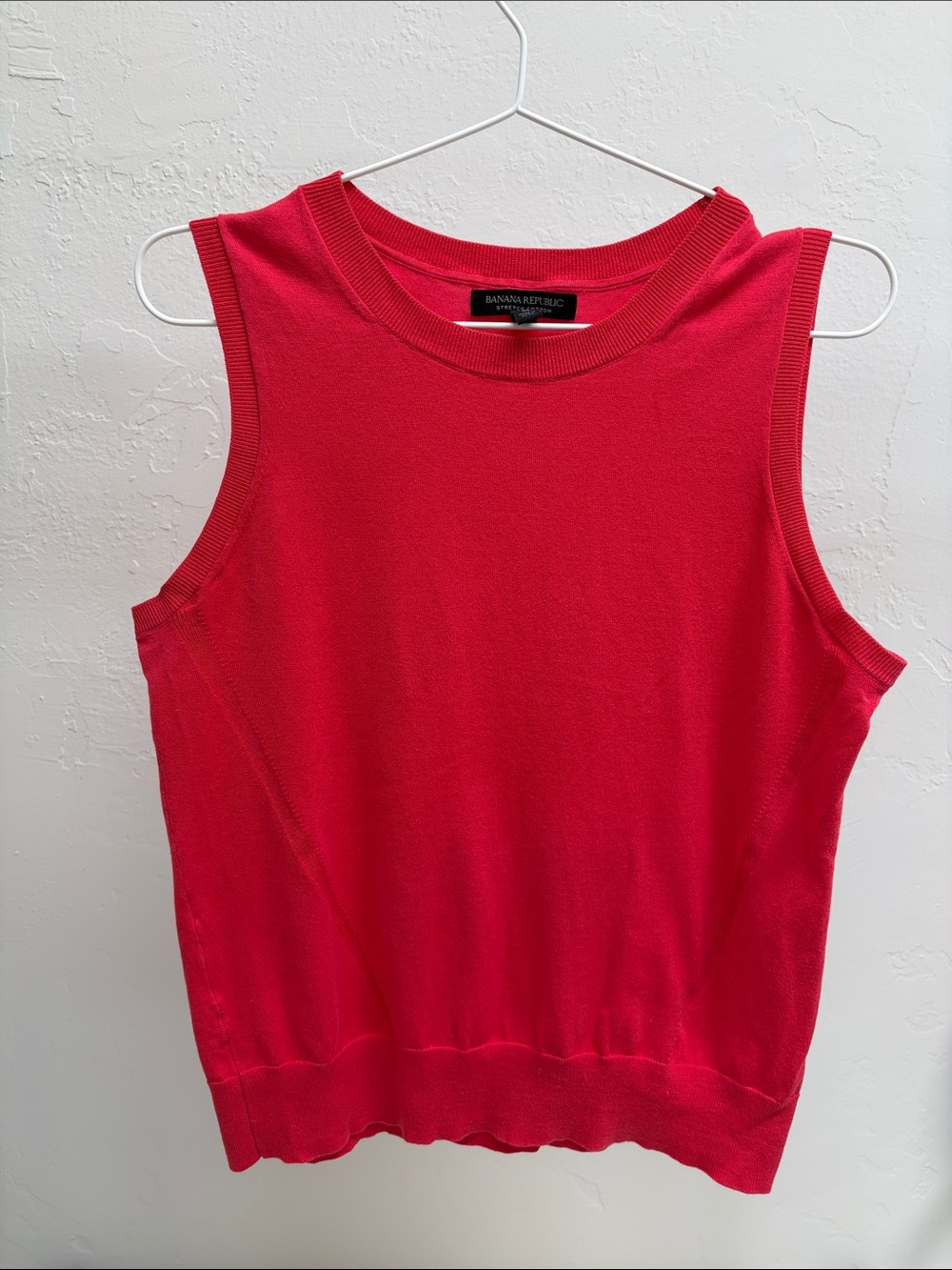 Banana Republic Pink Coral Stretch Cotton Sweater Shell Knit Tank